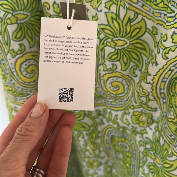 NWT SZ Blockprints x J.Crew Square-Neck Puff Sleeve Organic Cotton Mini Dress L - Picture 9 of 16